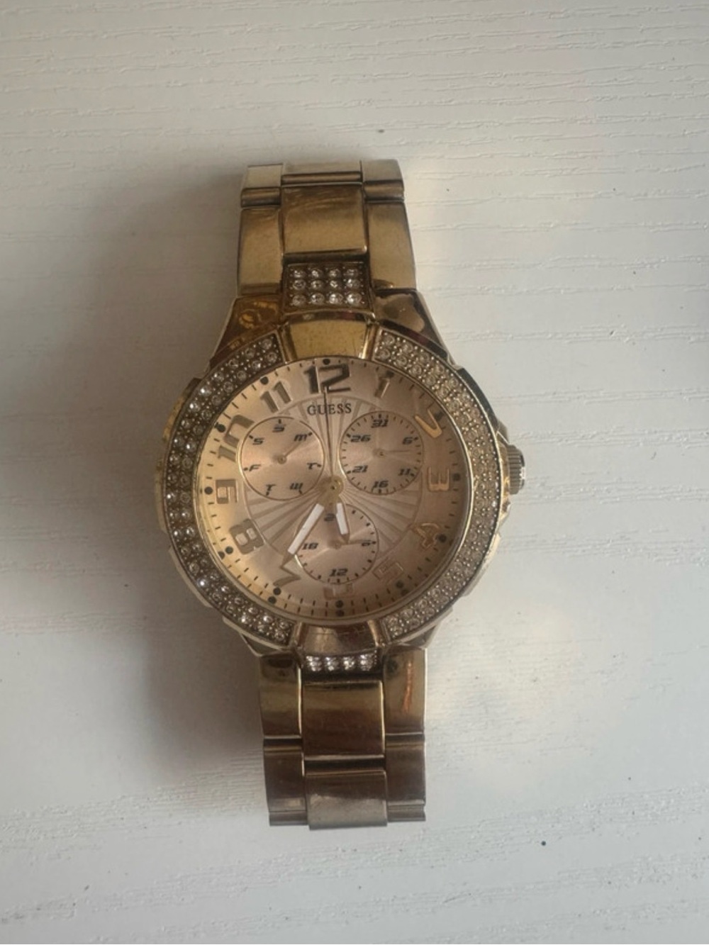 Guess Gold-Tone Crystal Accent Women's Bracelet Watch